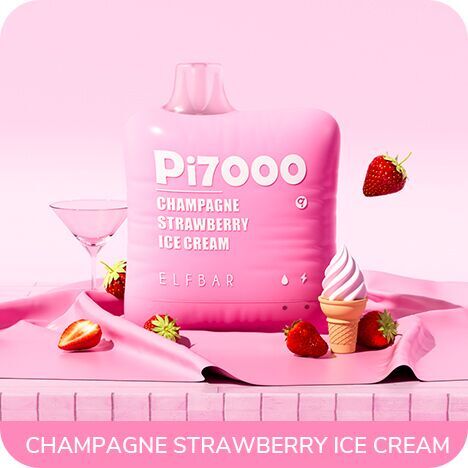 ELFBAR PI7000 - Champagne Strawberry Ice Cream (Шампансоке Клубничное мороженное)